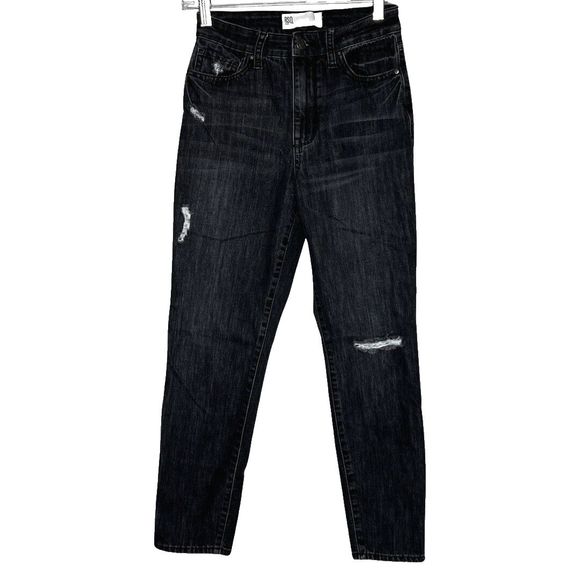 RSQ Jeans Juniors 3 26" Washed Black Vintage Mom Distressed‎ Casual Edgy Rocker - Picture 1 of 7
